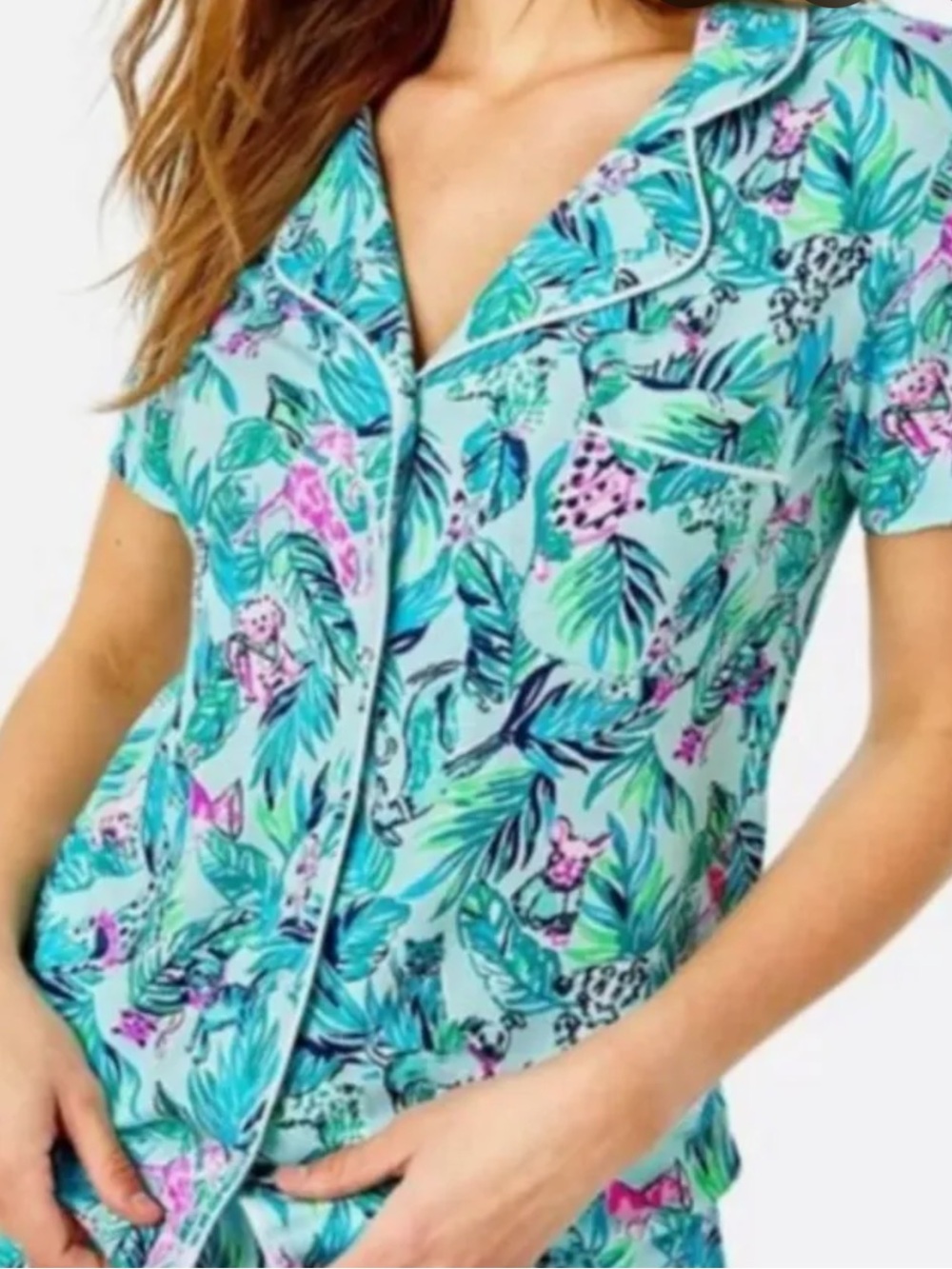 Lilly Pulitzer Short Sleeve Button Up Pajama Top Size XXL NWT